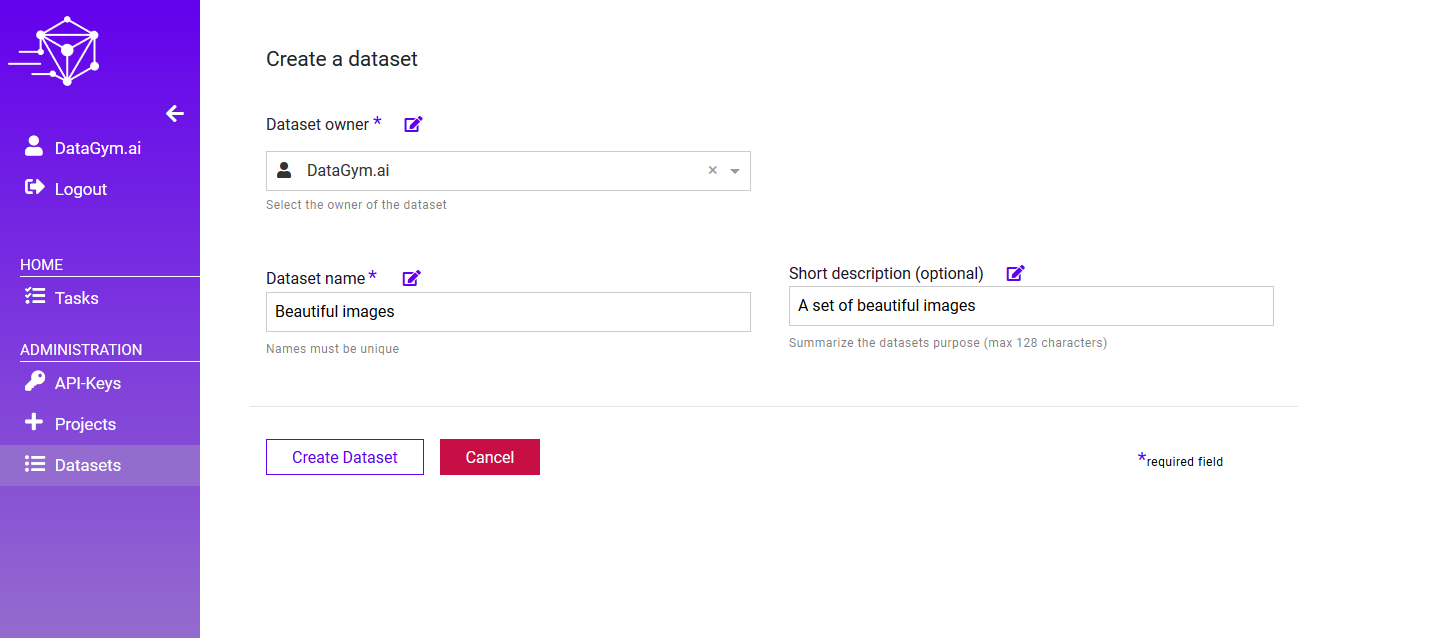 DataGym - Create dataset