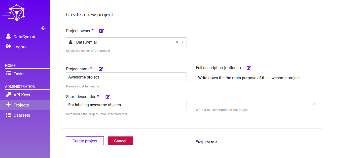 DataGym - Project setup